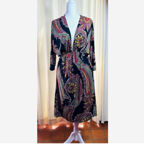 Relaxx by Exist Black Red Paisley Dress 2X NWT Boho Chic - Picture 4 of 10